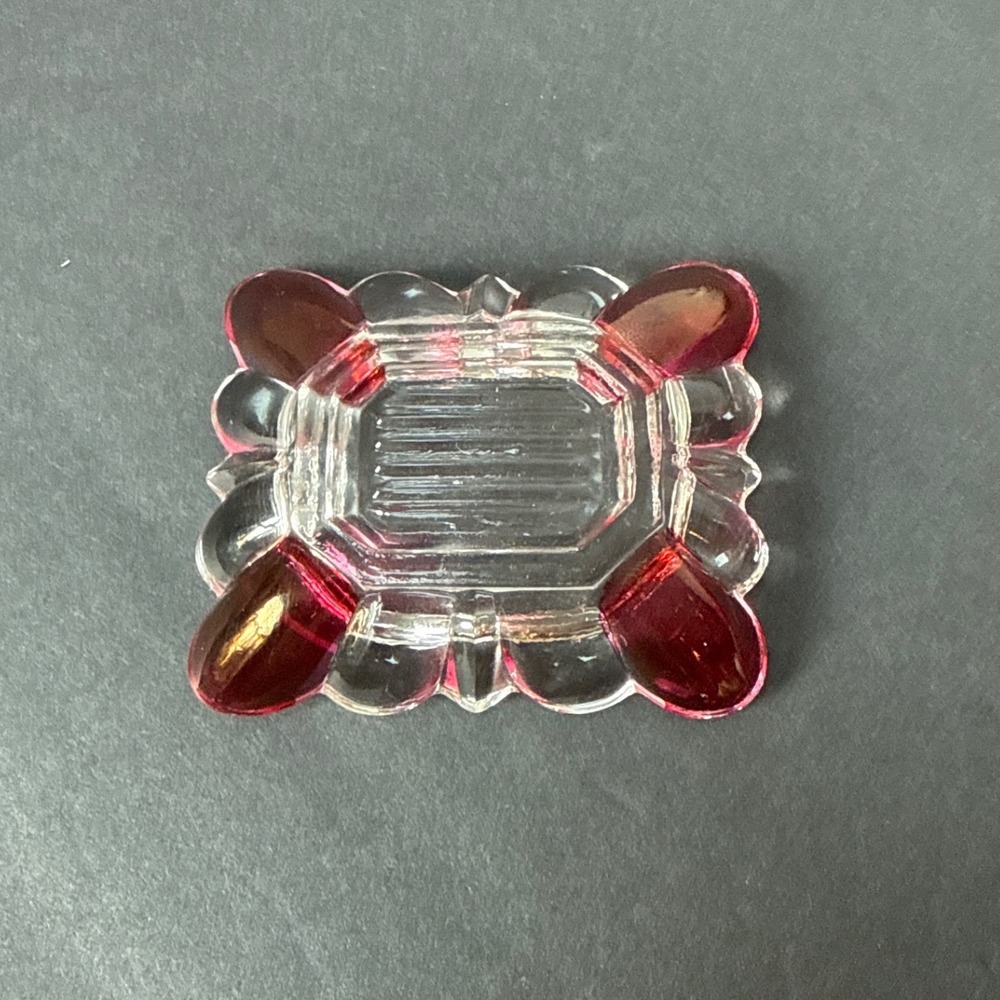 Vintage Westmoreland Ruby Red Flashed Glass Scalloped Rectangular Ashtray